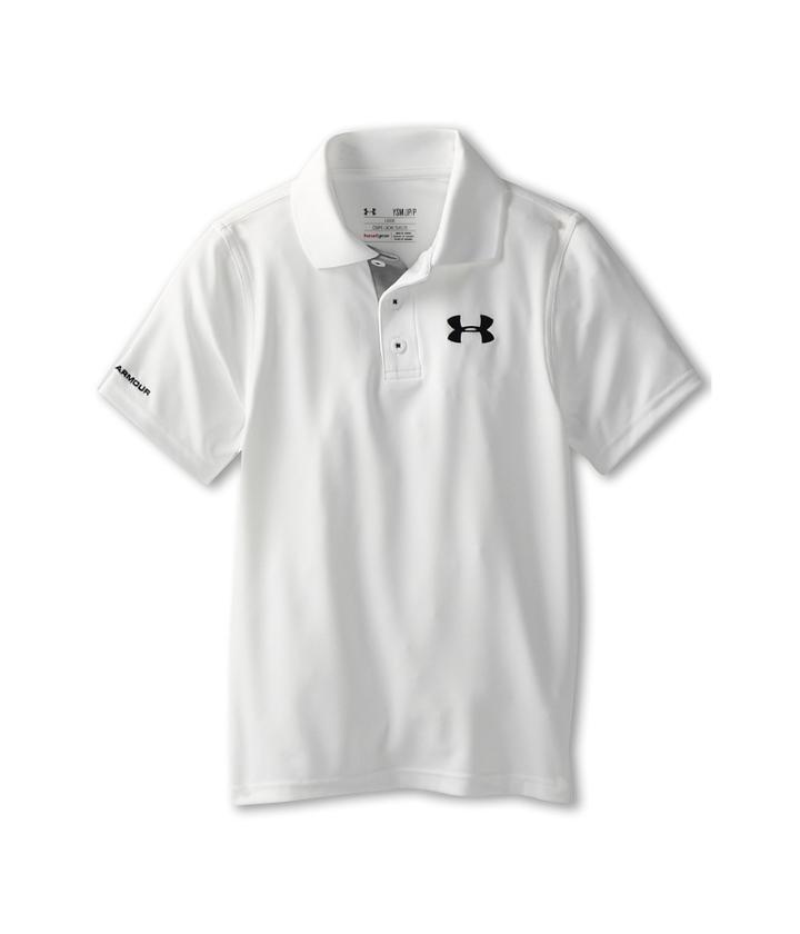 Under Armour Kids Ua Matchplay Polo (big Kids) (white/true Gray Heather/black) Boy's Short Sleeve Pullover