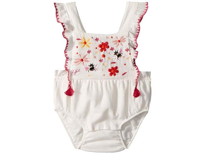 Sonia Rykiel Kids Anemone Floral Embroidered Romper (infant) (vanilla) Girl's Jumpsuit & Rompers One Piece