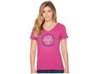 Life Is Good American Pastime Crusher Vee (sassy Magenta) Women's T Shirt