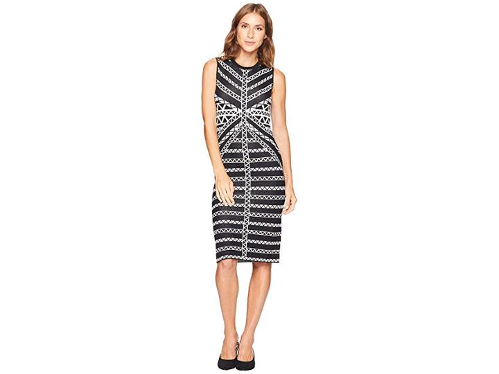 Vince Camuto Sleeveless Sheath Slick Knit (black) Women's Dress