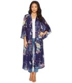 Steve Madden Linear Floral Duster Kimono (navy) Women's Clothing