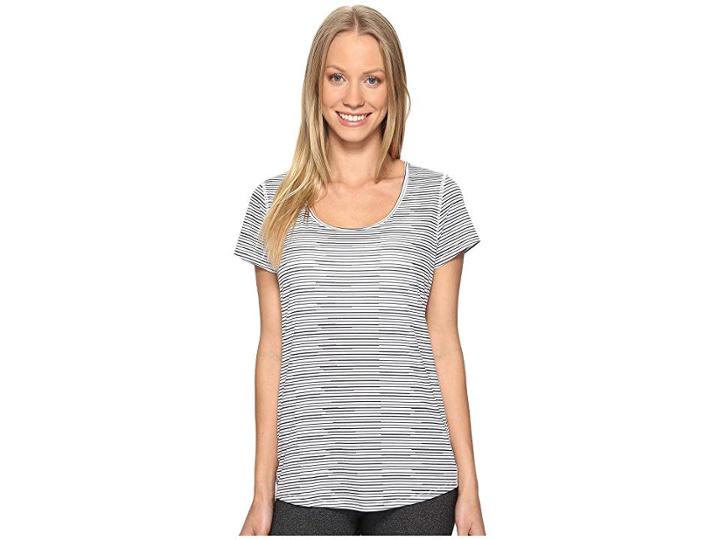Lucy S/s Workout Tee (lucy Black Broken Stripe Print) Women's Workout