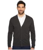 Perry Ellis Plaited Cardigan Sweater (charcoal Heather) Men's Sweater