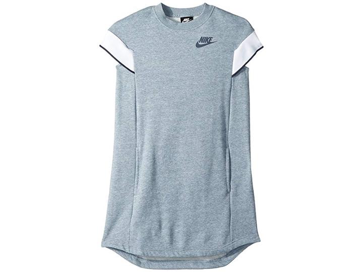 Nike Kids Nsw Short Sleeve Dress (little Kids/big Kids) (ashen Slate/heather/thunder Blue) Girl's Dress