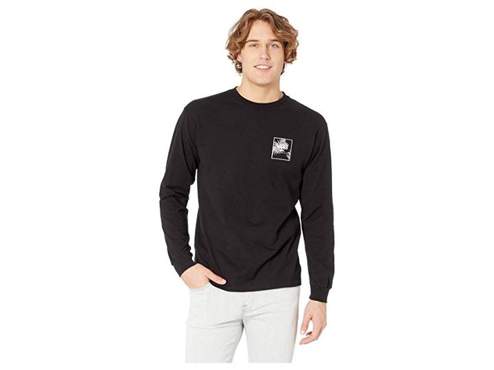 Vans Print Box Long Sleeve T-shirt (black/palm Leaf Floral) Men's T Shirt