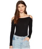 Free People Cold Shoulder Top (black) Women's Long Sleeve Pullover