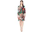 Eci 3/4 Sleeve Stripe Floral Faux Wrap Jersey Dress (navy/orange) Women's Dress