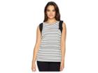 Ivanka Trump Sleeveless Knit Top With Open Hem (white/black) Women's Clothing