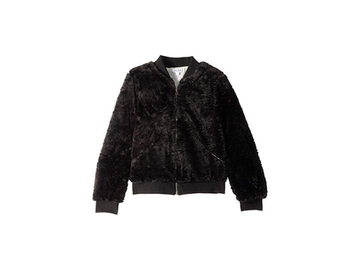 Splendid Littles Grammercy Faux Fur Jacket (big Kids) (black) Girl's Coat