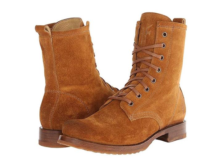 Frye Veronica Combat (cognac Oiled Suede) Women's Lace-up Boots