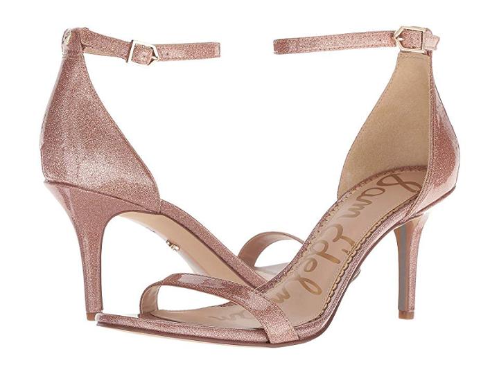 Sam Edelman Patti Strappy Sandal Heel (nude Glitter Patent) High Heels