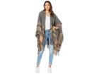 Angie Plaid Hooded Poncho (grey) Women's Sweater