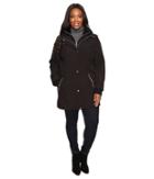 Jessica Simpson Plus Size Softshell With Bib And Faux Fur Collar (black) Women's Coat