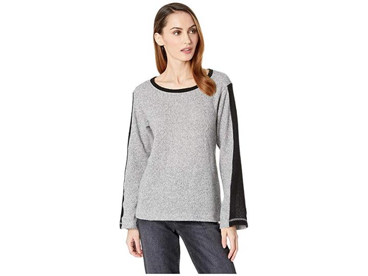 Nally & Millie Color Block Sleeve Top (heather Grey) Women's Clothing