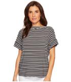 Lauren Ralph Lauren Striped Jersey T-shirt (polo Black/white) Women's T Shirt