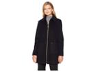 Michael Michael Kors Zip Front Wool With Patch Pockets M123822gz (black) Women's Coat