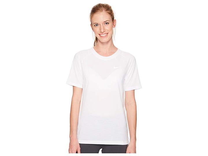 Nike Breathe Short Sleeve Running Top (white) Women's Clothing