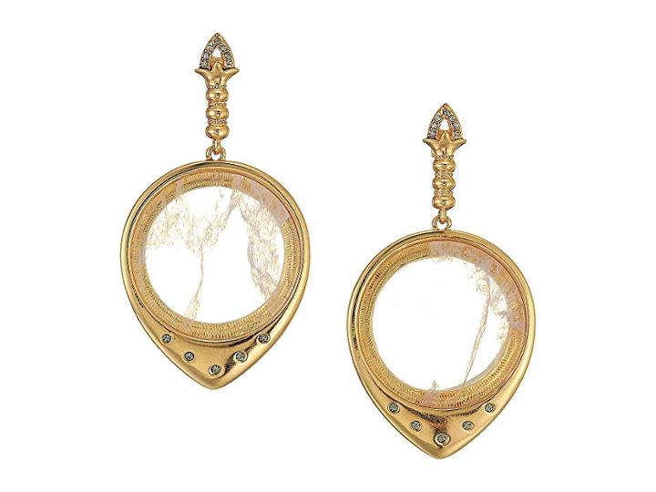 House Of Harlow 1960 Luna Stone Statement Earrings (rose Gold/purple Agate) Earring