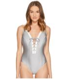 Letarte Lace-up One-piece (silver) Women's Swimsuits One Piece