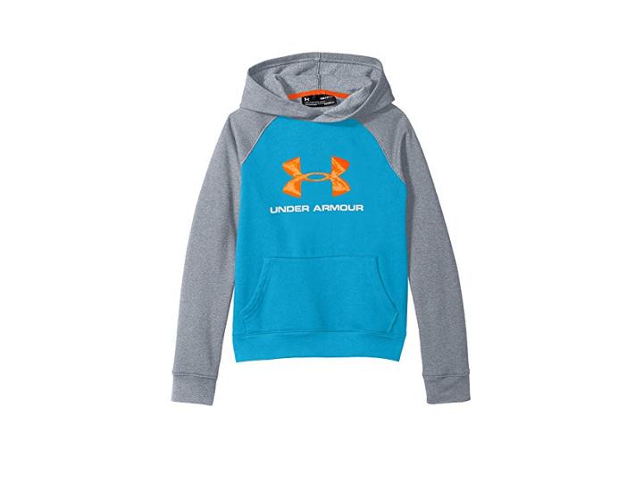 Under Armour Kids Rival Ua Logo Hoodie (big Kids) (deceit/deceit Light Heather/magma Orange) Boy's Sweatshirt