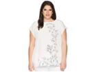 Vince Camuto Specialty Size Plus Size Extend Shoulder Botanical Floral Print Blouse (new Ivory) Women's Blouse