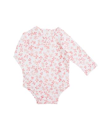 Aden + Anais Long Sleeve Kimono Body Suit (infant) (blossom) Girl's Jumpsuit & Rompers One Piece