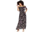 Donna Morgan Off The Shoulder Printed Chiffon Maxi Dress (black/petal Pink Multi) Women's Dress