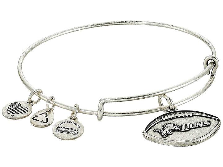 Alex And Ani Nfl Detroit Lions Football Bangle (rafaelian Silver) Charms Bracelet