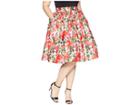 Unique Vintage Plus Size High Waist Swing Skirt (pink Floral) Women's Skirt