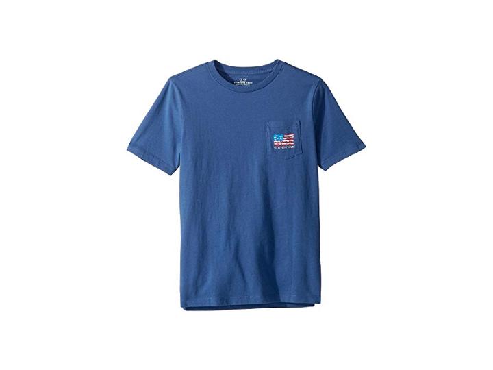 Vineyard Vines Kids Short Sleeve School Of Fish Flag Pocket T-shirt (toddler/little Kids/big Kids) (moonshine) Boy's T Shirt