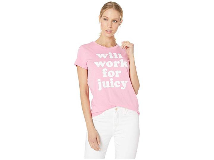 Juicy Couture Will Work For Juicy Tee (pink Lemonade) Women's Clothing