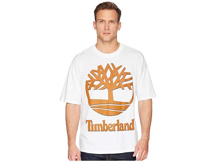 Timberland Short Sleeve New 90s Inspired Tee (white/leather Brown) Men's T Shirt