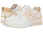 Michael Michael Kors Allie Trainer (optic/gold Metallic Flower Embossed/vachetta/small Air Mesh) Women's Lace Up Casual Shoes