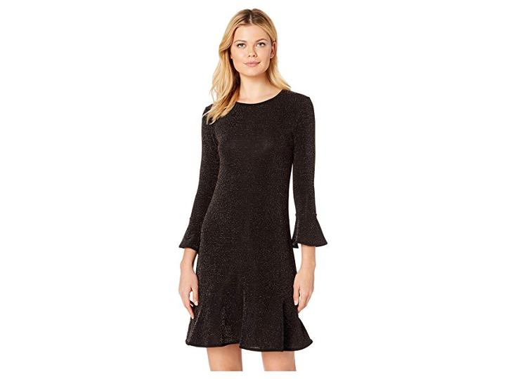 Michael Michael Kors Flounce Sleeve Dress (black/gold) Women's Dress