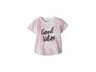 Chaser Kids Super Soft Jersey Good Vibes Palm Leaf Tee (toddler/little Kids) (white) Girl's T Shirt