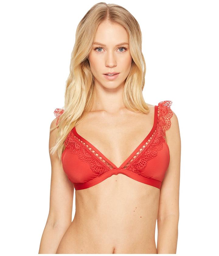 Laundry By Shelli Segal Scallop Lace Ruffle Bikini Top (spice) Women's Swimwear