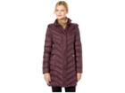 Tommy Hilfiger 34 Chevron Quilt W/ Hood (aubergine) Women's Coat