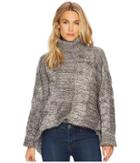 J.o.a. Cable Turtleneck Sweater (heather Gray) Women's Sweater