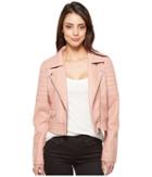 Blank Nyc Vegan Leather Moto Jacket In Pretty In Pink (pretty In Pink) Women's Coat