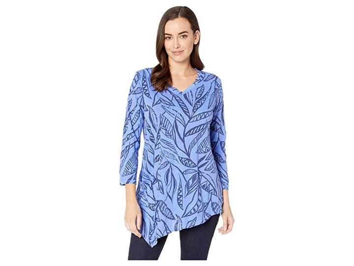 Fresh Produce Palm Leaves Ella Tunic (periwinkle) Women's Blouse