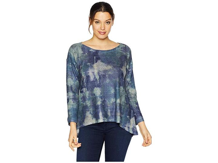 Nally & Millie Blue Tie-dye Print Top (multi) Women's Clothing