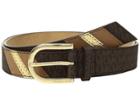 Michael Michael Kors 32mm Fashion Signature Color Block Belt (chocolate Logo) Women's Belts