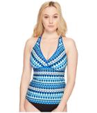 Jantzen Tie-dye Geo Stripe D/dd H-back Tankini Top (night Ocean) Women's Swimwear