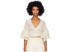 Jonathan Simkhai Embroidered Voile Wrap Flutter Sleeve Top (ecru Combo) Women's Swimwear