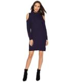 Kensie Cotton Blend Cold Shoulder Sweater Dress Ks1u7069 (midnight Navy) Women's Dress