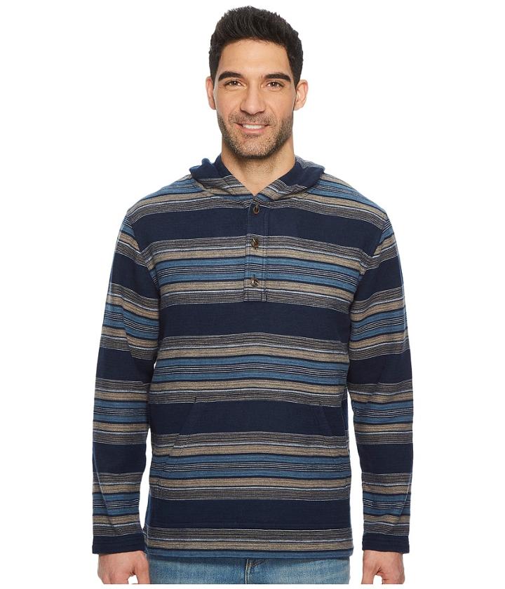 Pendleton Serape Stripe Popover Hoodie (navy Stripe) Men's Sweatshirt