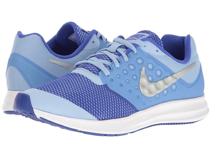 Nike Kids Downshifter 7 (big Kid) (aluminum/metallic Silver/paramount Blue) Girls Shoes