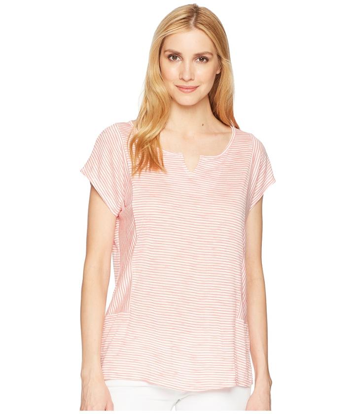 Tribal Stripe Knit Drop Shoulder Top (hi Pink) Women's T Shirt