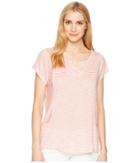 Tribal Stripe Knit Drop Shoulder Top (hi Pink) Women's T Shirt