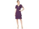 Marina Tiered Chiffon Flutter Sleeve Dress (plum) Women's Dress